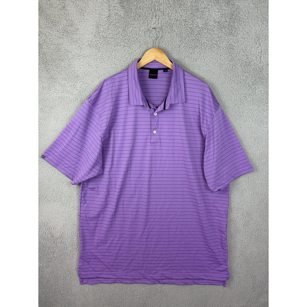 Dunning Golf Polo Shirt Mens 3XL Purple Stripe Golf Performance Stretch Mens